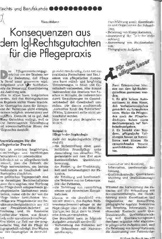 Vorschauseite 1: Konsequenzen aus dem Igl-Rechtsgutachten für die Pflegepraxis