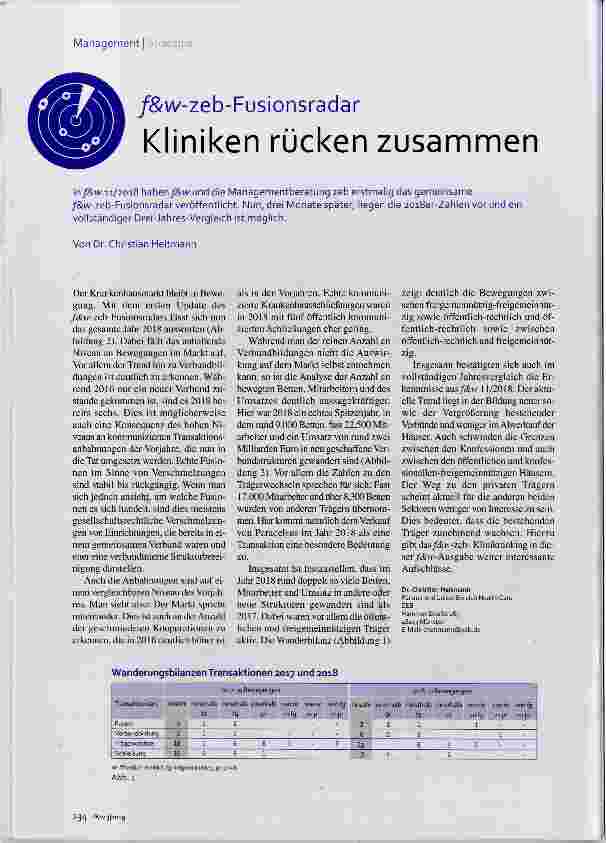 Vorschauseite 1: Kliniken rücken zusammen