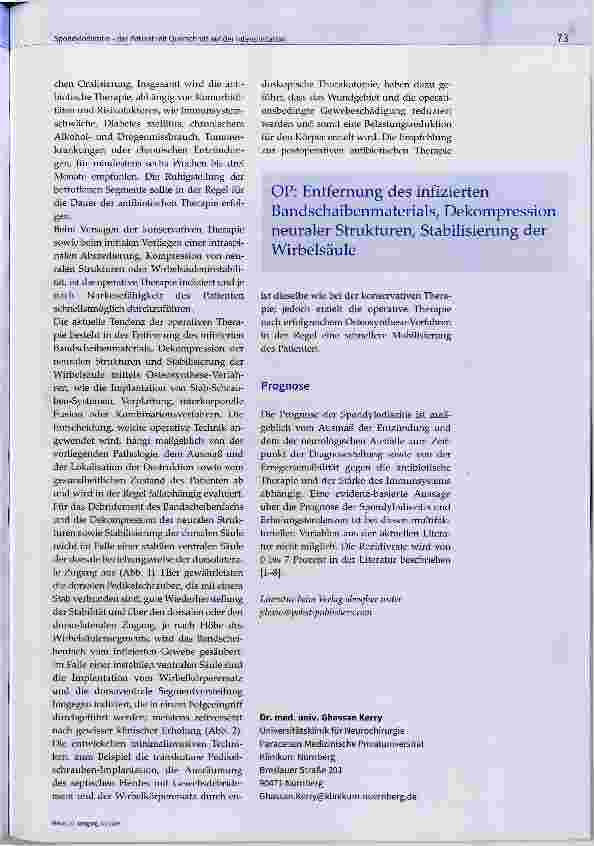 Vorschauseite 4: Spondylodiszitis der Patient mit Querschnitt auf der Intensivstation