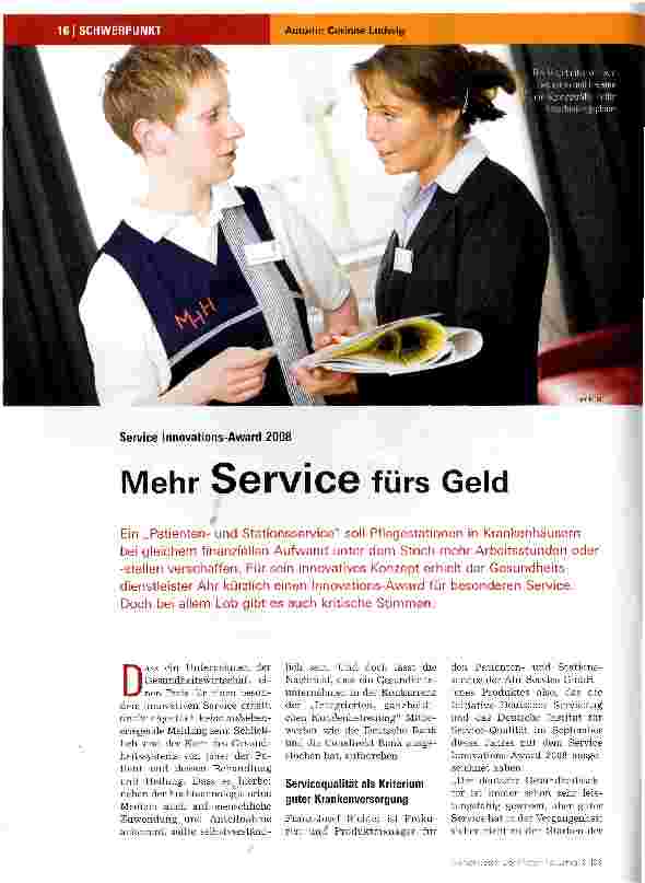 Vorschauseite 1: Service Innovations-Award 2008Mehr Service fürs Geld