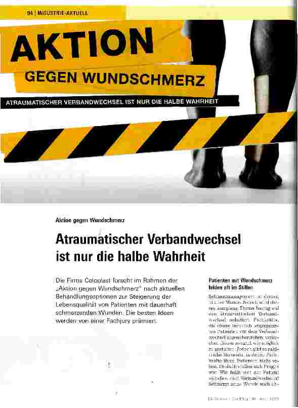 Vorschauseite 1: Aktion gegen WundschmerzAtraumatischer Verbandwechsel ist nur die halbe Wahrheit