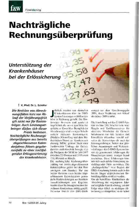 Vorschauseite 1: Nachträgliche Rechnungsüberprüfung Unterstützung der Krankenhäuser bei der Erlössicherung