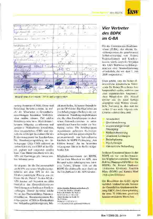 Vorschauseite 2: Qualitätsprodukt MedizinBDPK und Mitgliedsunternehmenim Aktionsbündnis Patientensicherheit