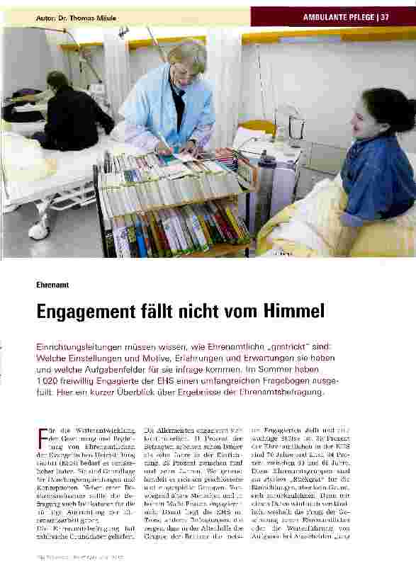 Vorschauseite 1: Engagement fällt nicht vom Himmel