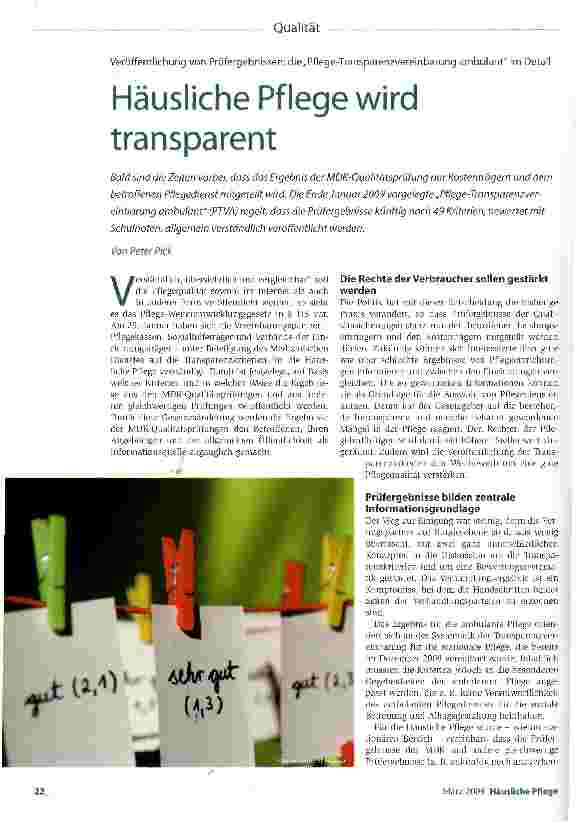 Vorschauseite 1: Häusliche Pflege wird transparent