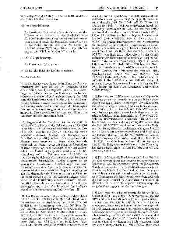 Vorschauseite 2: Eingliederungshilfe; zusätzliche Heimkosten; Träger des Heims