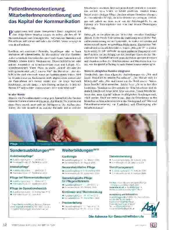 Vorschauseite 1: Patientinnenorientierung, Mitarbeiterlnnenorientierung und das Kapital der Kommunikation