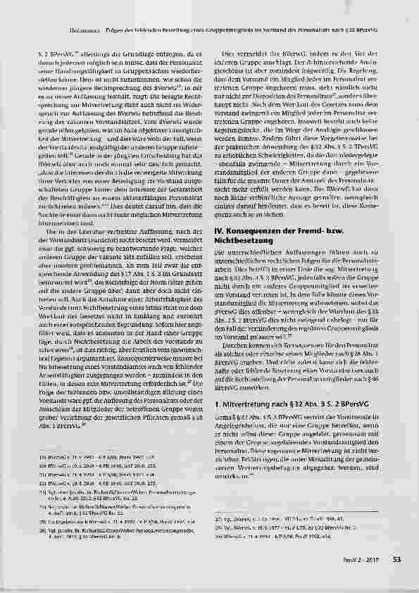 Vorschauseite 3: Folgen der fehlenden Bestellung eines Gruppenmitglieds im Vorstand des Personalrats nach § 32 BPersVG