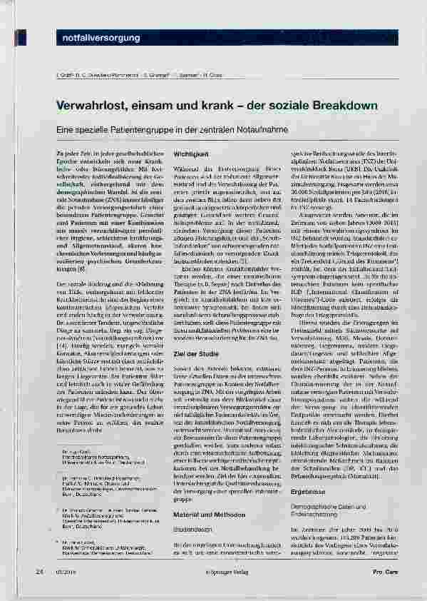 Vorschauseite 1: Verwahrlost, einsam und krank der soziale Breakdown
