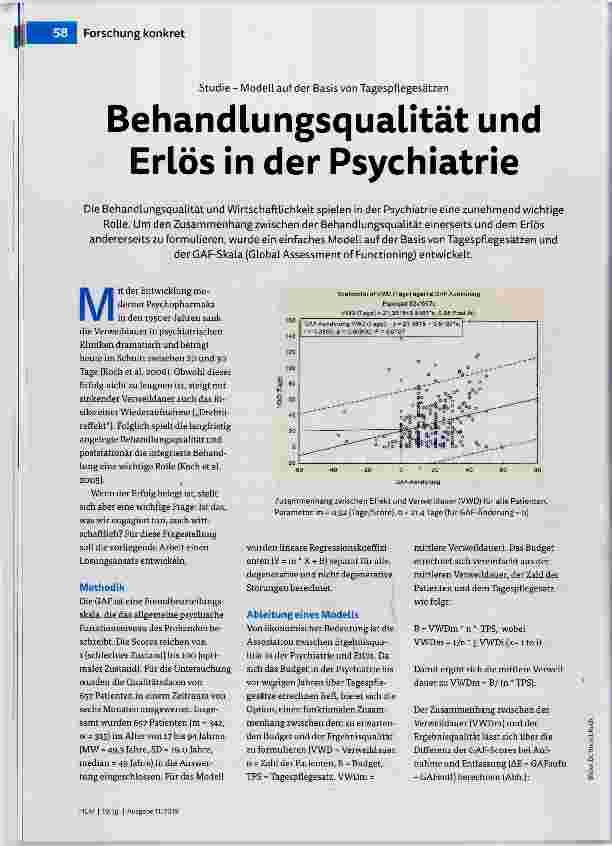 Vorschauseite 1: Behandlungsqualität und Erlös in der Psychiatrie
