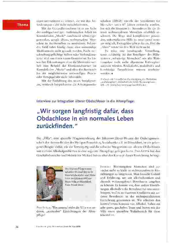 Vorschauseite 1: „Wir sorgen langfristig dafür, dass Obdachlose in ein normales Leben zurückfinden.