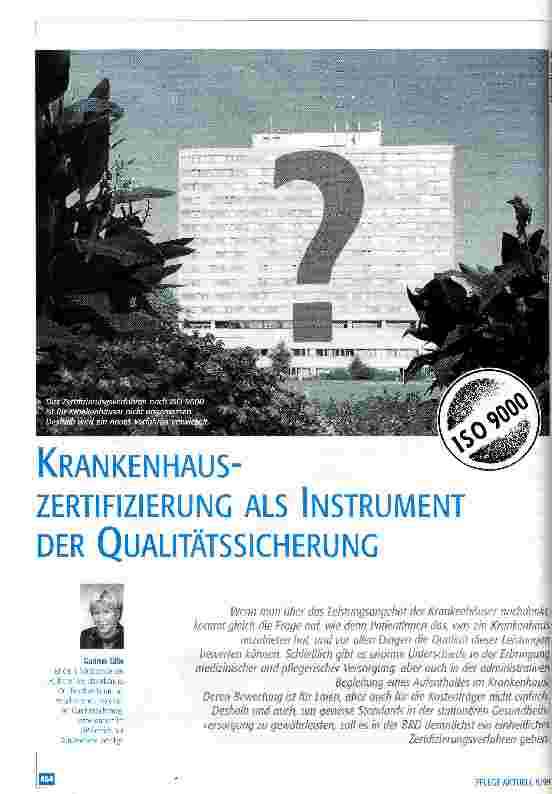 Vorschauseite 1: Krankenhauszertifizierung als Instrument der Qualitätssicherung