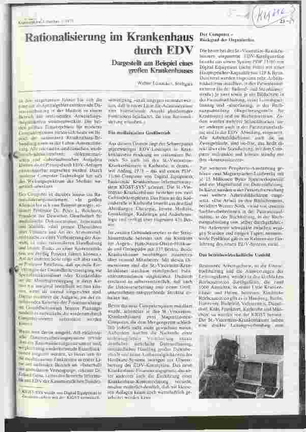 Vorschauseite 1: Rationalisierung im Krankenhaus durch EDV Dargestellt am Beispiel eines großen Krankenhauses