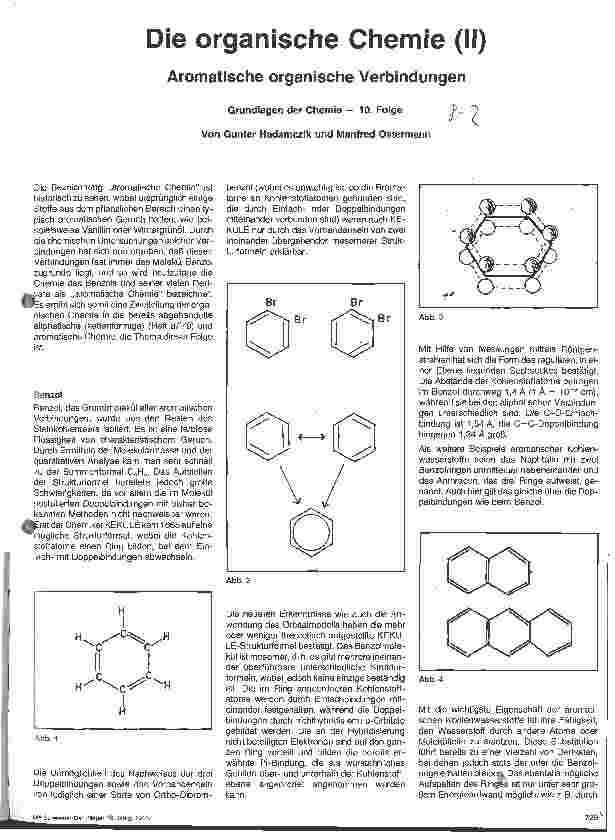 Vorschauseite 1: Die organische Chemie (II) Aromatische organische Verbindungen // Grundlagen der Chemie 10.Folge
