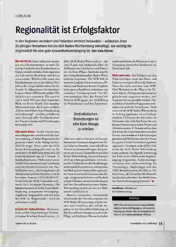 Vorschauseite 1: Regionalität ist Erfolgsfaktor