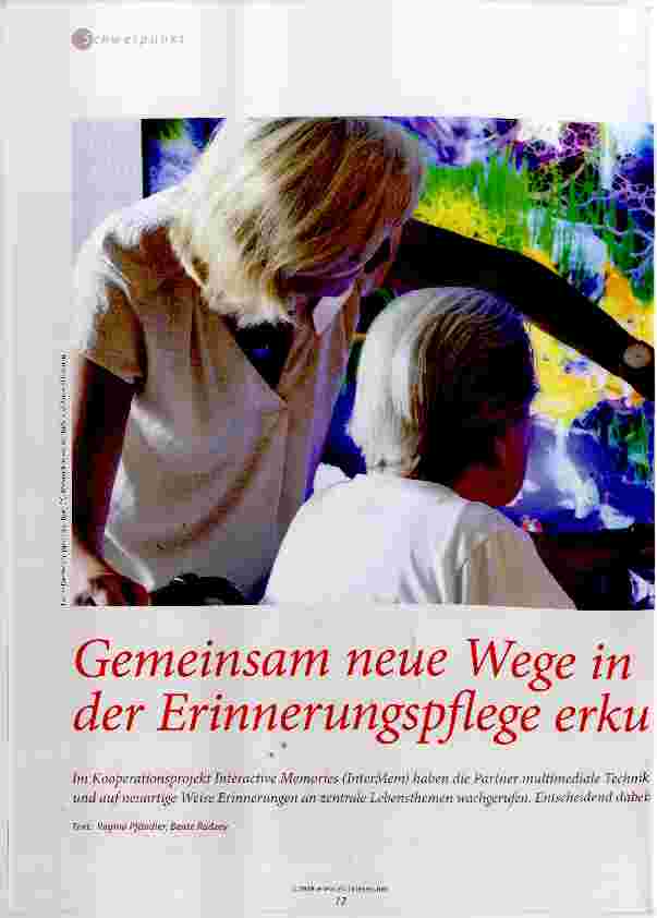 Vorschauseite 1: Gemeinsam neue Wege in der Erinnerungspflege erkunden