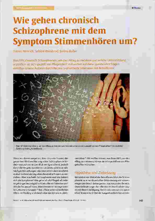 Vorschauseite 1: Wie gehen chronisch Schizophrene mit dem Symptom Stimmenhören um?