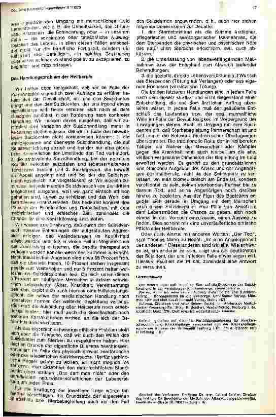 Vorschauseite 3: Medizinisch-ethische Probleme der Selbsttötung
