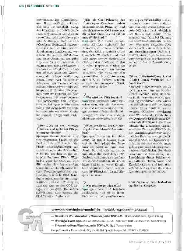 Vorschauseite 3: Chirurgischer Operationsassistent (COA)COA - ein neuer Beruf mit weit reichenden Chancen