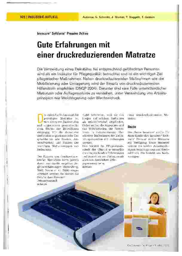 Vorschauseite 1: Gute Erfahrungen mit einer druckreduzierenden Matratze