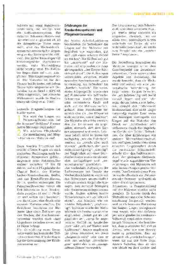 Vorschauseite 2: Gute Erfahrungen mit einer druckreduzierenden Matratze