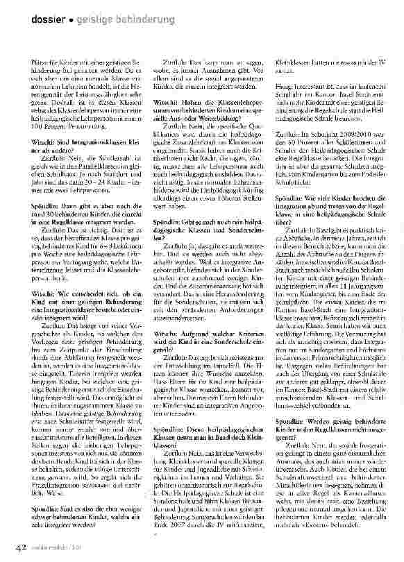 Vorschauseite 3: «...damit alle auf ihrem Niveau profitieren!»Regelschule oder heilpädagogische Sonderschule?