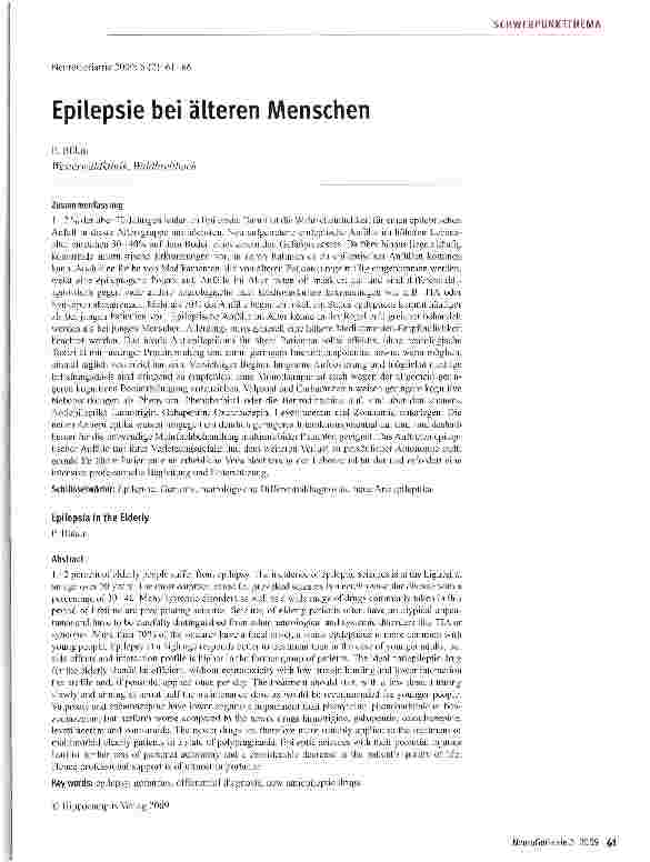 Vorschauseite 1: Epilepsie bei älteren Menschen