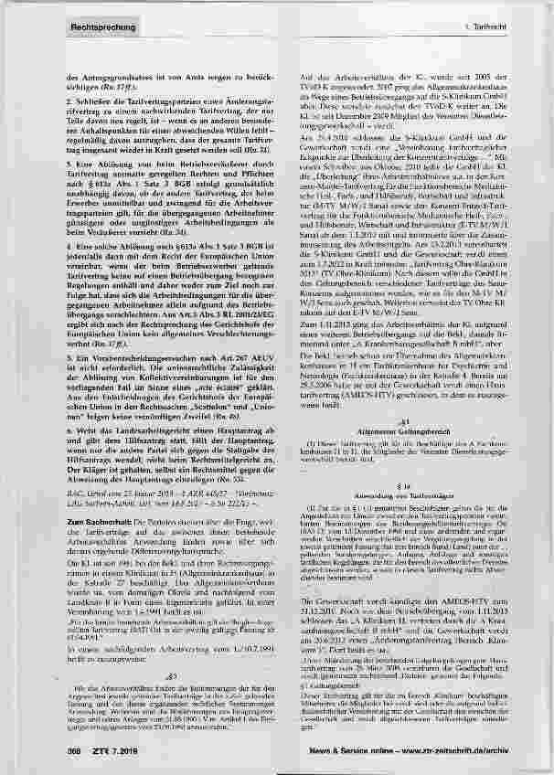 Vorschauseite 2: Ablösung von normativ geltenden Tarifverträgen beim Betriebsübergang Verschlechterungsverbot - Vorabentscheidungsverfahren AntragsgrundsatzAEUV Art. 267; RL 2001/23/EG Art. 3; BGB…