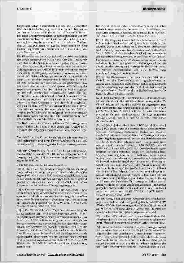 Vorschauseite 3: Ablösung von normativ geltenden Tarifverträgen beim Betriebsübergang Verschlechterungsverbot - Vorabentscheidungsverfahren AntragsgrundsatzAEUV Art. 267; RL 2001/23/EG Art. 3; BGB…