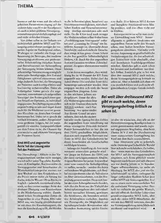 Vorschauseite 6: Medizinische Versorgungszentren und angestellte Ärzte Versorgungsrelevant oder nur Geschäftsmodell?