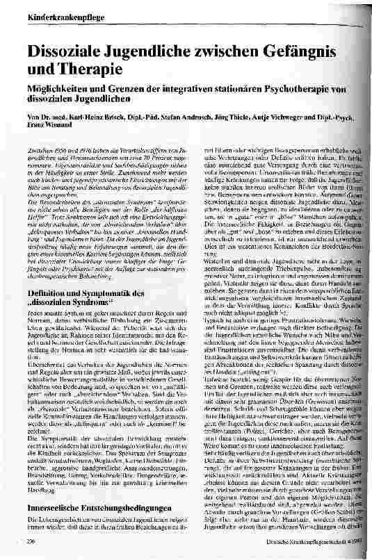 Vorschauseite 1: Dissoziale Jugendliche zwischen Gefängnis und Therapie. Möglichkeiten und Grenzen der integrativen stationären Psychotherapie