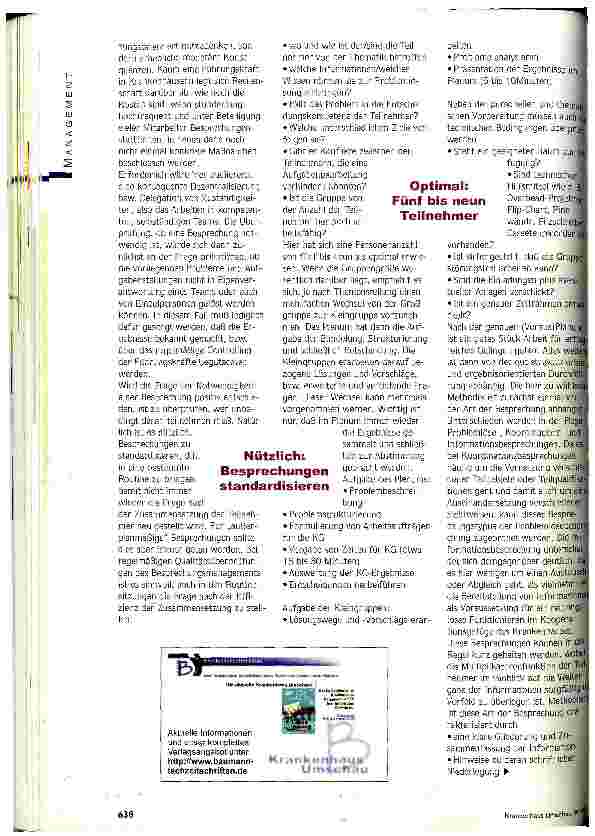 Vorschauseite 3: Besprechungsorgien ohne Effekt? Besprechungsmanagement - ein zentrales Instrument der Qualitätssicherung