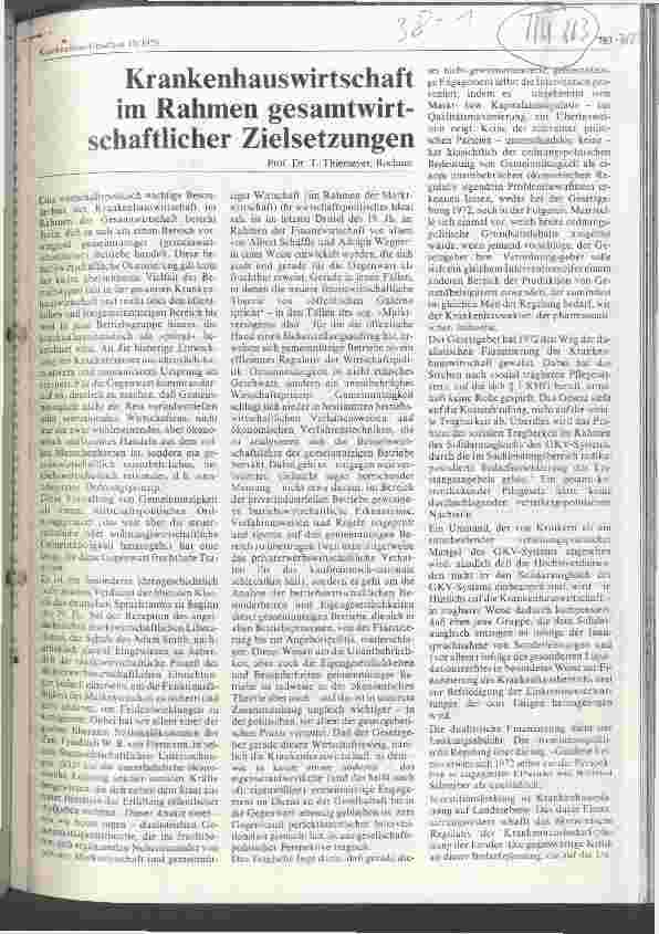 Vorschauseite 1: Krankenhauswirtschaft im Rahmen gesamtwirtschaftlicher Zielsetzungen