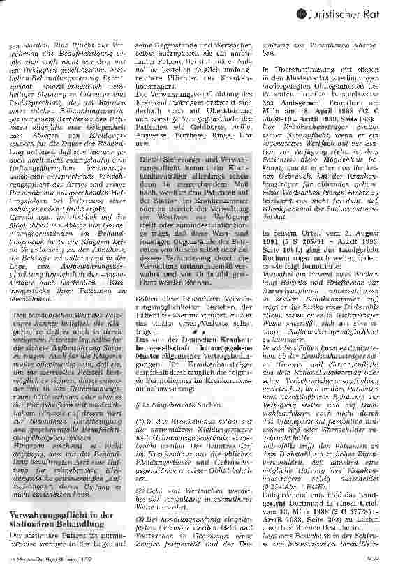 Vorschauseite 2: Haftung bei Diebstahl und Abhandenkommen von Wertsachen