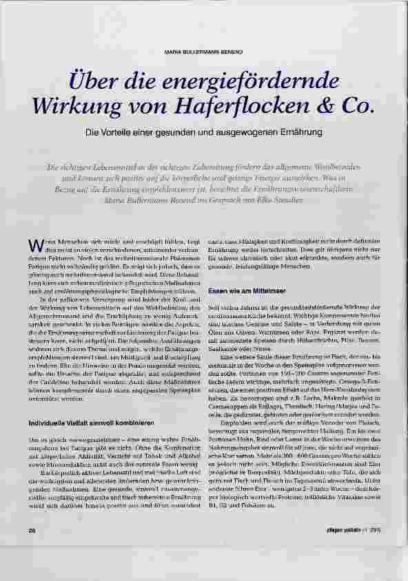 Vorschauseite 1: Über die energiefördemde Wirkung von Haferflocken & Co.