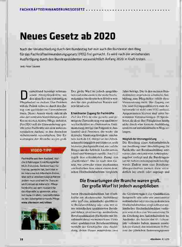Vorschauseite 1: Neues Gesetz ab 2020