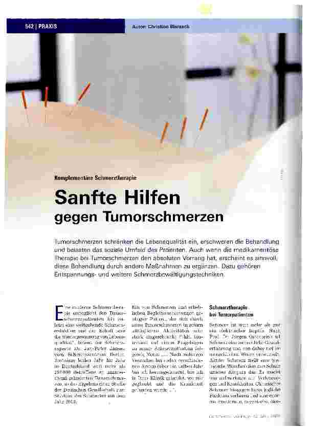 Vorschauseite 1: Komplementäre SchmerztherapieSanfte Hilfen gegen Tumorschmerzen