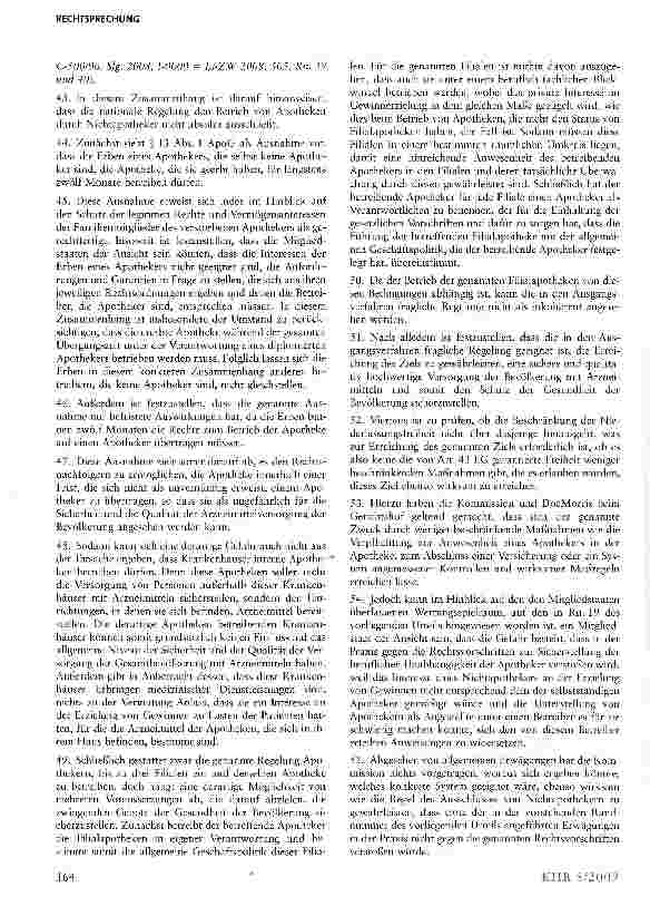 Vorschauseite 5: Apothekenrechtliches Fremdbesitzverbot verstößt nicht gegen Grundfreiheiten der EU