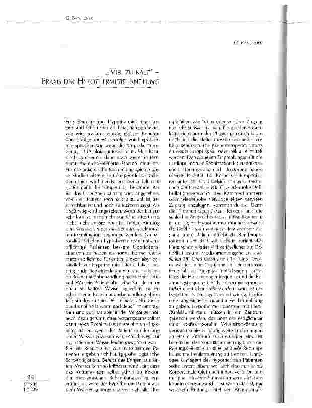 Vorschauseite 1: „VIEL ZU KALT -PRAXIS DER HYPOTHERMIEBEHANDLUNG