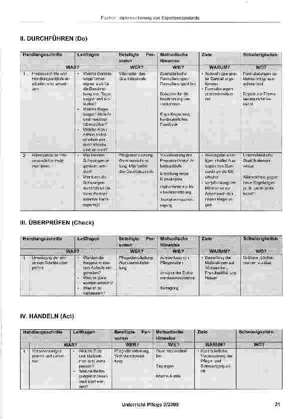 Vorschauseite 6: Implementierung von Expertenstandards -Vorschlag einer praktischen Arbeitshilfe zur Vorgehensweise
