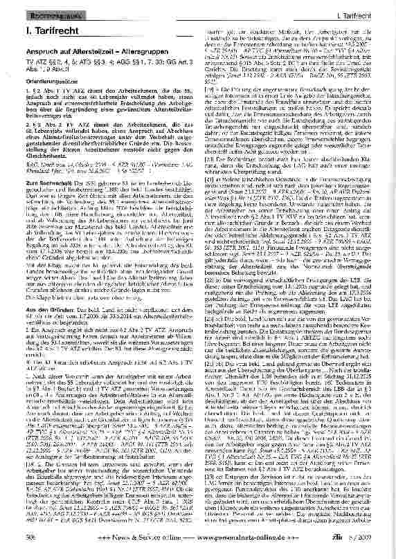 Vorschauseite 1: TarifrechtAnspruch auf Altersteilzeit - Altersgruppen