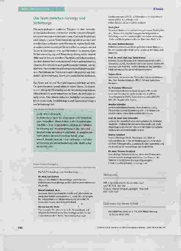 Vorschauseite 5: Leitsätze zur Palliativversorgung und Trauerbegleitung in der Periund Neonatologie