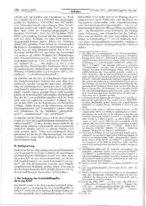 Vorschauseite 2: Die „pharmakologische Wirkung als Kriterium bei der Abgrenzung Arzneimittel/Lebensmittel — eine Betrachtung aus der Praxisperspektive