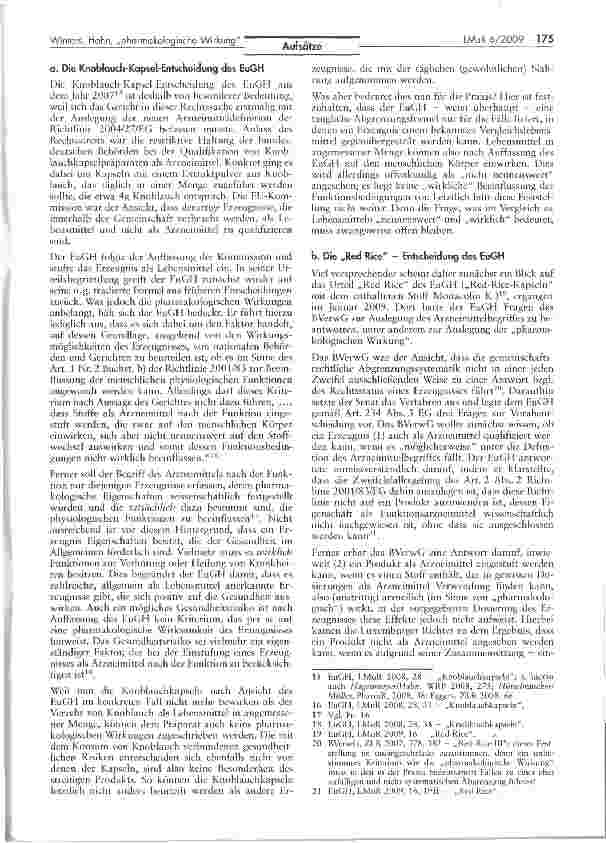 Vorschauseite 3: Die „pharmakologische Wirkung als Kriterium bei der Abgrenzung Arzneimittel/Lebensmittel — eine Betrachtung aus der Praxisperspektive