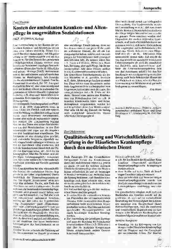 Vorschauseite 1: Qualitätssicherung und Wirtschaftlichkeitsprüfung in der Häuslichen Krankenpflege durch den medizinischen Dienst