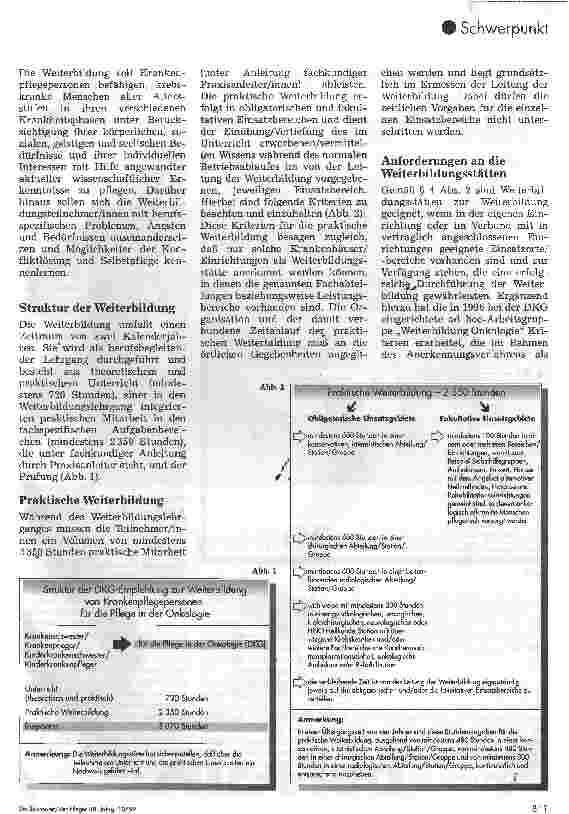 Vorschauseite 2: Fachweiterbildung für die Pflege in der Onkologie