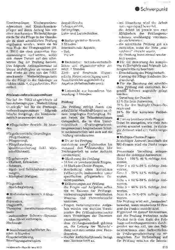 Vorschauseite 4: Fachweiterbildung für die Pflege in der Onkologie