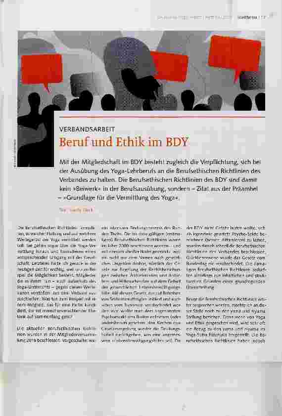 Vorschauseite 1: Beruf und Ethik im BDY