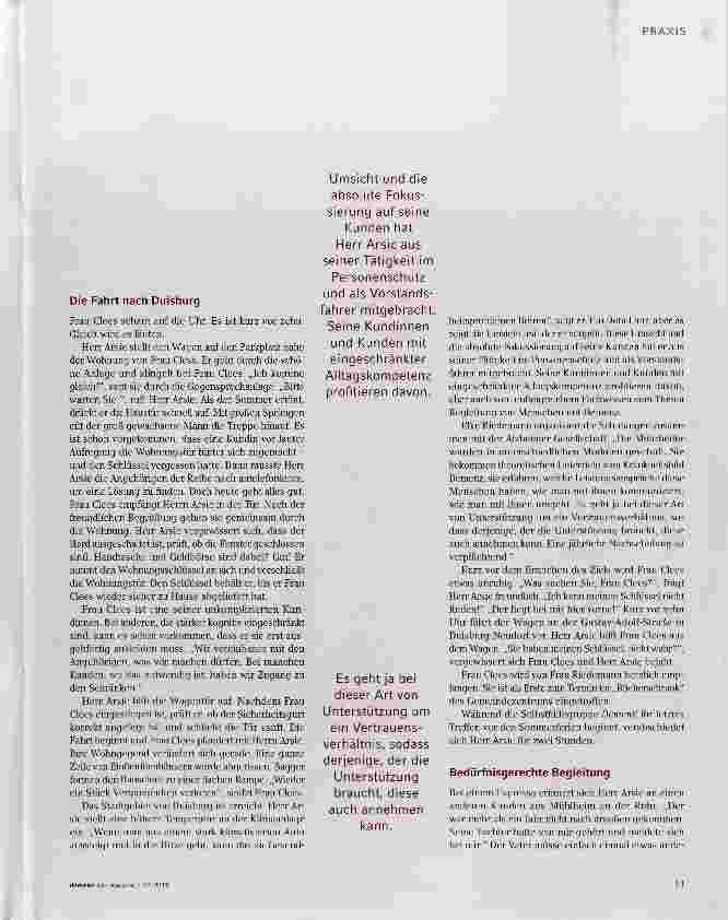 Vorschauseite 2: Einmal Duisburg und zurück Mobilitätsdienst für Menschen mit eingeschränkter Alltagskompetenz