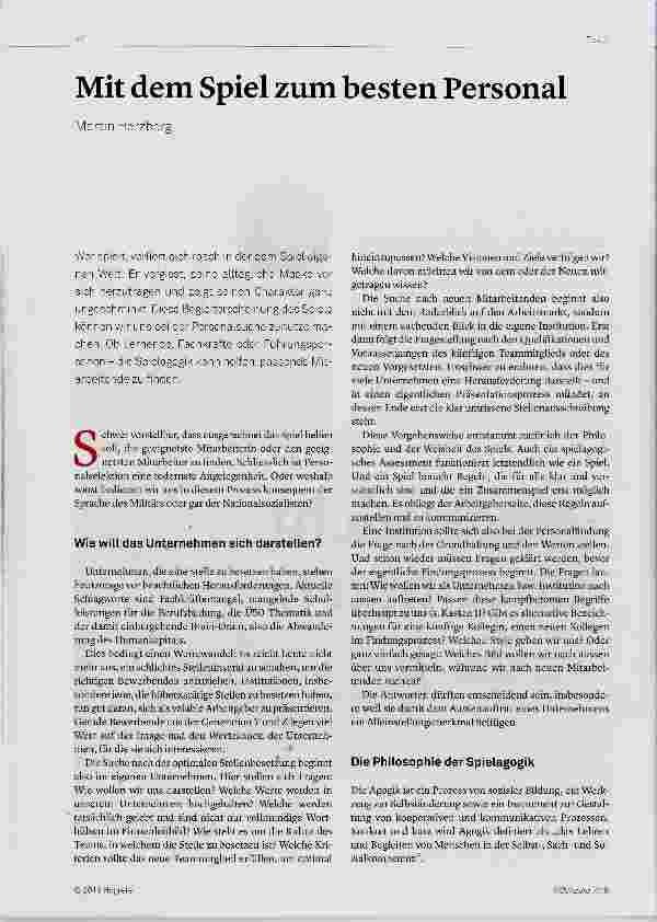 Vorschauseite 1: Mit dem Spiel zum besten Personal